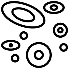 Cells outline icon represent several simple black line drawing circle and oval shapes abstractly.