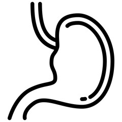 Stomach outline icon simple line drawing depicts the human stomach in an anatomical outline.