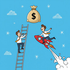 Fast Track Versus Traditional Climb Modern Business Success Financial Growth