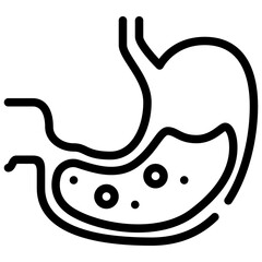 Stomach outline icon represents the human stomach containing fluid and some bubbles inside it.