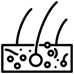 Epidermis outline icon diagram illustrates hair follicles sprouting from different human skin layers.
