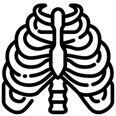 Ribs outline icon depicts an outline of a rib cage and sternum illustration.