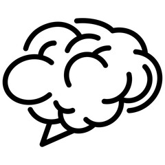 Displays a stylized line drawing of the human brain organ.
