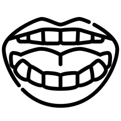 Teeth outline icon simple black outline icon depicts a mouth showing visible teeth details.