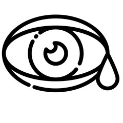 Eye outline icon depicts a sad crying eye with a single tear falling down its cheek.