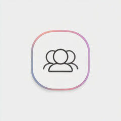 Group of people outline icon, minimalist line art style, in black with rainbow gradient, representing team and community with copy space