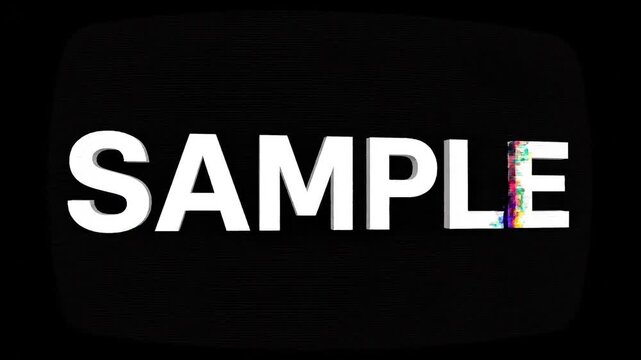 Dynamic white 3D "SAMPLE" text appearing and moving on a sleek black background, perfect for modern digital content and placeholders
