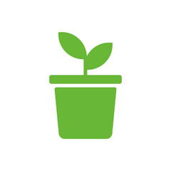 Green Flat Potted Plant Sprout Nature Icon