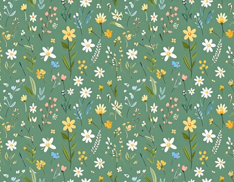 Delicate floral pattern on a teal background