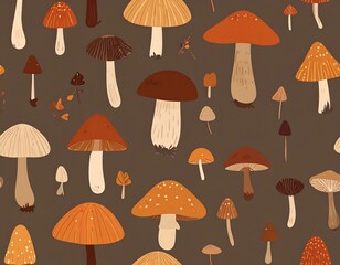 Mushroom pattern on dark background