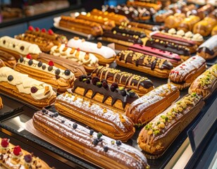 A display of eclairs