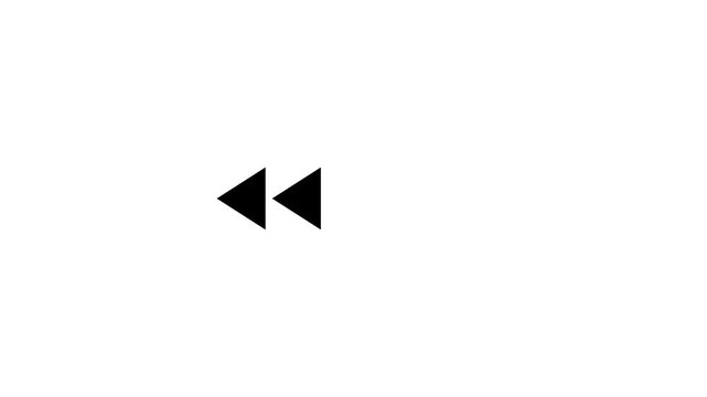 The black backward arrow icon is a glossy symbol used for previous control representing regress and rearward movement