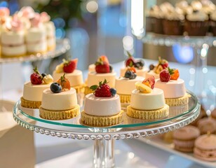 A display of tiny cake