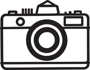 Digital camera icon vector illustration with lens, flash