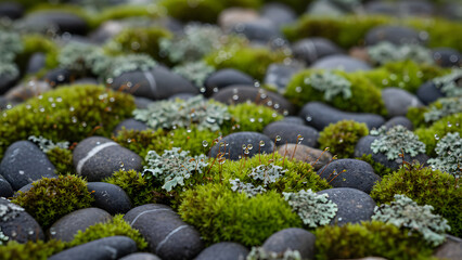AI-Generated Close-up of a forest stone on the ground, background image,