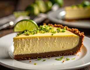 A slice of key lime cheesecake