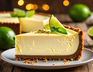 A slice of key lime cheesecake