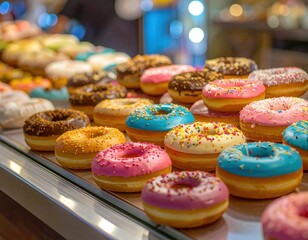An array of colorful donuts
