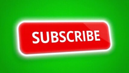 Professional animated red subscribe button with a mouse cursor clicking on a vibrant green screen background for compelling video calls to action - Powered by Adobe