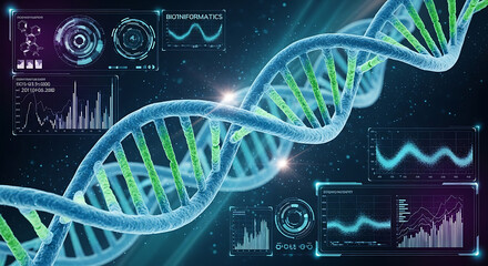 Genome Sequencing DNA Double Helix Background with Futuristic Biotechnology Concept