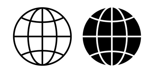 Globe icon set. World icon. Planet Earth, world map in different variations.