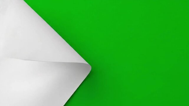 Vibrant green screen transition with a sharp white corner revealing content for professional video edits