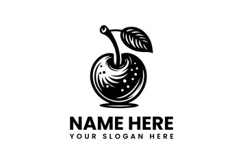 Elegant Black and White Cherry Logo Design.