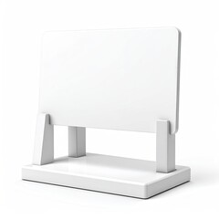 Blank white sign on stand, rounded corners, tabletop display