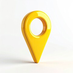 Glossy yellow location pin on white