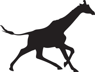 Giraffe silhouette, standing giraffe silhouette on white background