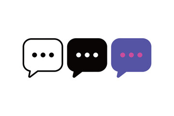 Three Dot Ellipsis in Speech Bubble Icon Set - Outline, Solid, and Colorful Styles for Typing Status Indicator