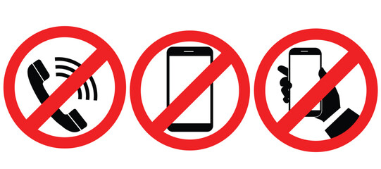 No cell phone set vector icon isolated on white background. vector