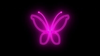neon butterfly icon on Alpha chanel. 4K animation