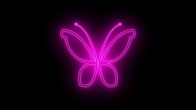 neon butterfly icon on Alpha chanel. 4K animation