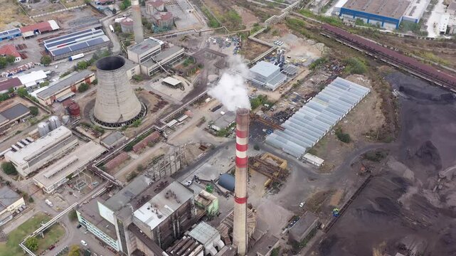 Aerial view of thermal power station in Sliven, Bulgaria