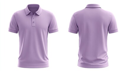 Light purple short-sleeved collared polo shirt shown in front and back views on a white background.  Simple, clean design, no graphic elements