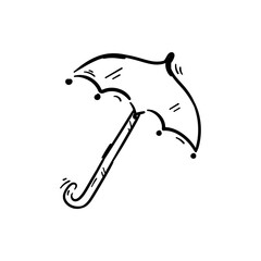 Umbrella doodle hand drawn icon sketch vector illustration