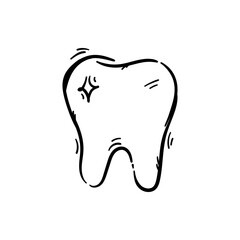 Tooth shine for dental care hand drawn icon sketch vector illustration