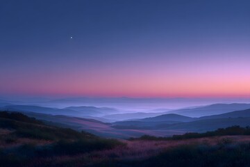 Obraz premium Twilight casts a gentle soothing light over a tranquil peaceful landscape ideal for banners.