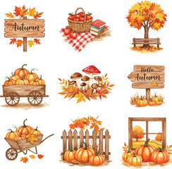 Harvest autumn pumpkins leaves decorative elements seasonal celebrations arrangement
