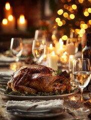Festive Roasted Turkey Dinner Table