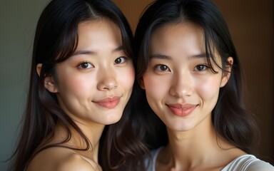 portrait of two asian women. High quality