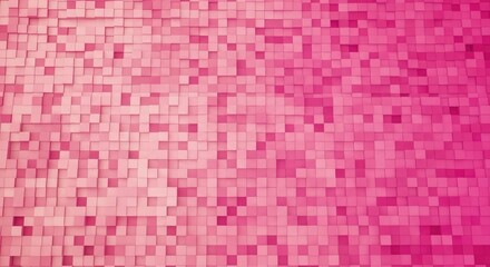Vibrant pink 3D cubes create a dynamic, textured geometric abstract background with color gradient.