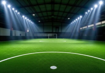 Obraz premium Indoor Soccer or Futsal Field with Bright Stadium Lights