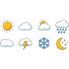 Obraz premium 3D Realistic Weather and Climate Icons Set