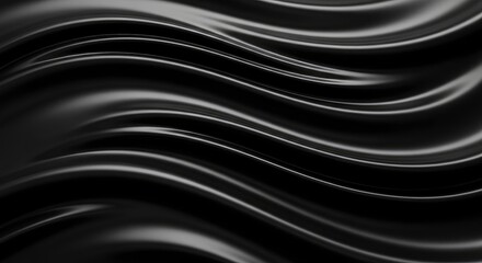 Sleek black abstract waves with subtle highlights, creating a modern and elegant background.