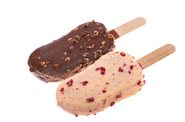 Chocolate ice cream on a stick isolated