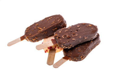 Chocolate ice cream on a stick isolated