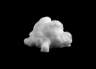 White foam with soap bubbles isolated on black background, perfect for hygiene, cleaning, cosmetic product design, freshness concept, skincare, or creative advertising projects.