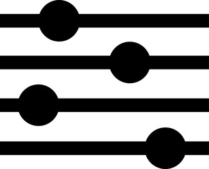 Control Panel Adjustment Icon and Equalizer Slider Vector of Settings, Audio Mixer, Gear, Knob, Interface, Dashboard, Switch, Tune and Customize Symbol in Black Flat Style